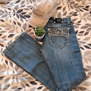 Miss Me Medium Wash Blue Denim Embellished Bootcut Jeans 30